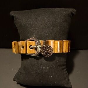 Wooden Bracelet with Silver Charm